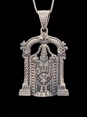 Lord Tirupati Balaji Antique Finish Sterling Silver Pendant 