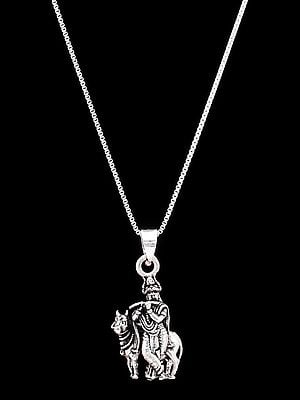 Sterling Silver Fluting Lord Krishna Pendant