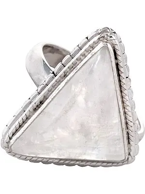 Isosceles-Triangle Rainbow Moonstone Ring