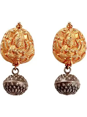 Goddess Lakshmi Dangle and Drop Earrings (South Indian Temple Jewelry)