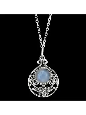 Sterling Silver Pendant with Rainbow Moonstone