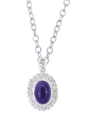 Sterling Silver Pendant Studded with Precious Gemstone