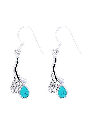 Sterling Silver Earrings Studded with Turquoise Stone