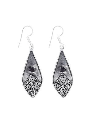 Designer Sterling Silver Earrings with Smoky Quartz Stone