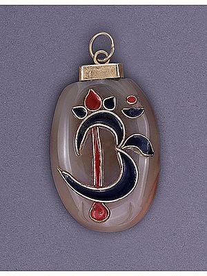 Om Agate & Enamel Pendant with Trident