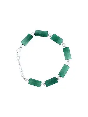 Sterling Silver Bracelet with Emerald Stone