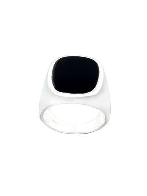 Oval Shape Sterling Silver Ring with Black Onyx Stone