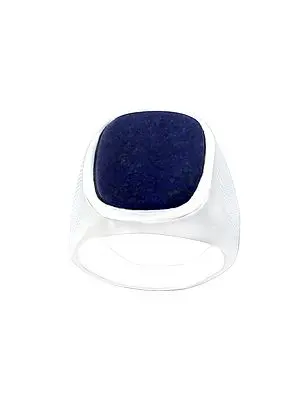 Oval Shape Sterling Silver Ring with Lapis Lazuli Stone