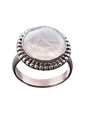 Sterling Silver Ring with Rainbow Moonstone