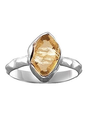Sterling Silver Ring with Yellow Topaz Stone