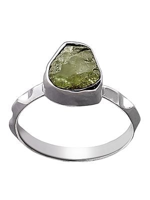 Sterling Silver Ring with Rugged Peridot Gemstone