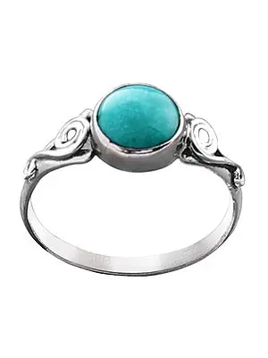 Designer Sterling Silver Ring with Reconstituted Turquoise Stone