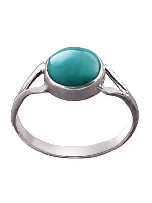 Sterling Silver Ring with Reconstituted Turquoise Stone