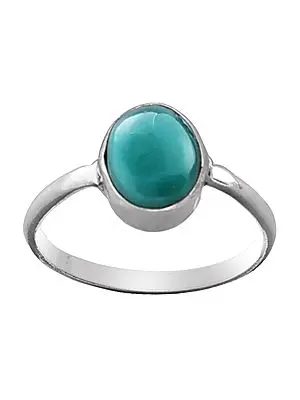 Stylish Sterling Silver Ring with Reconstituted Turquoise Stone