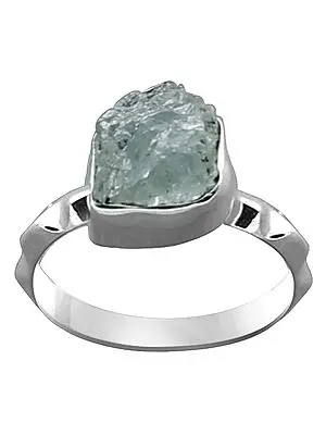Sterling Silver Ring with Rugged Blue Topaz