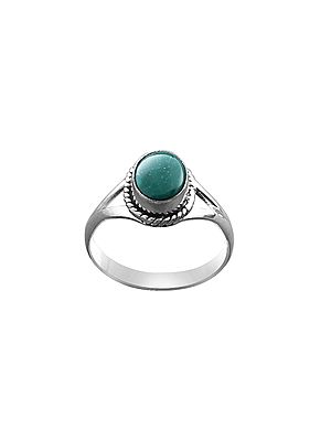 Stylish Sterling Silver Ring with Reconstituted Turquoise Stone