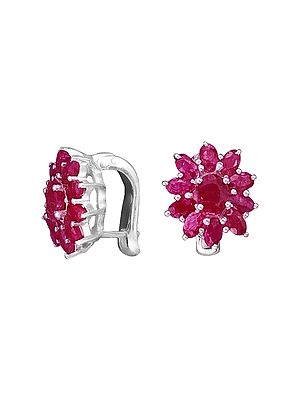 Stylish Sterling Silver Earring with Ruby