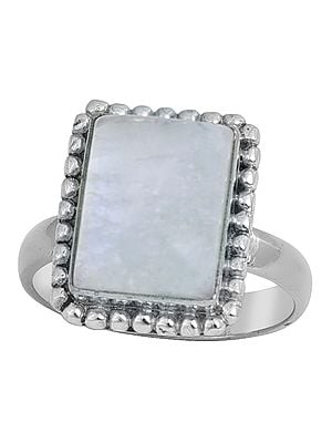 Rawa Work Silver Ring with Rainbow Moonstone | Sterling Silver Jewelry