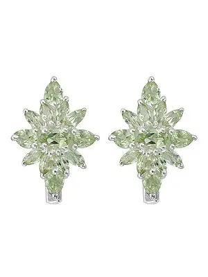 Designer Sterling Silver Earring with Green Gemstone