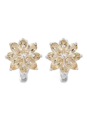 Designer Sterling Silver Earring with Citrine Stone