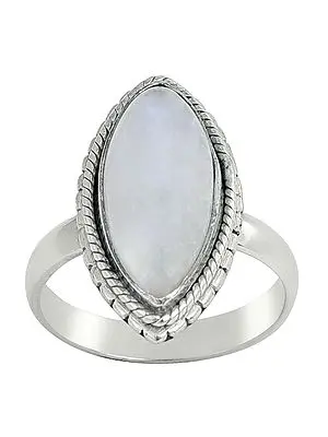 Stylish Sterling Silver Ring with Rainbow Moonstone