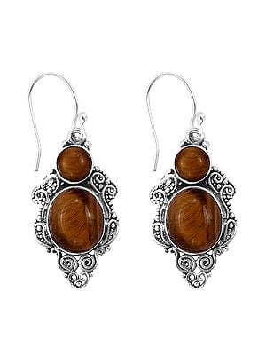 Designer Sterling Silver Earring with Tigereye Stone