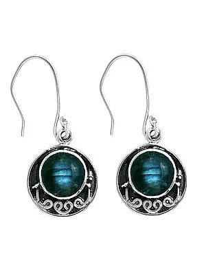 Designer Sterling Silver Earring with Labradoirte Stone