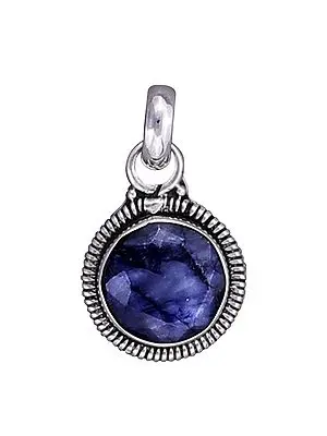 Designer Sterling Silver Pendant with Faceted Lapis Lazuli