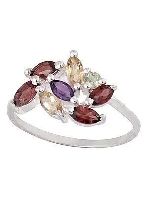 Superfine Sterling Silver Ring with Multiple Gemstone