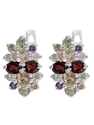 Superfine Sterling Silver Earring with Multiple Gemstones