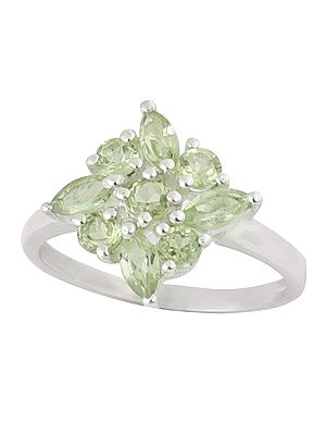 Superfine Sterling Silver Ring with Peridot Stone