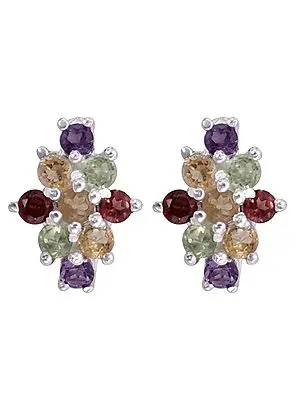 Superfine Sterling Silver Earring with Multiple Gemstones