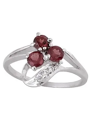 Superfine Sterling Silver Ring with Garnet Stone