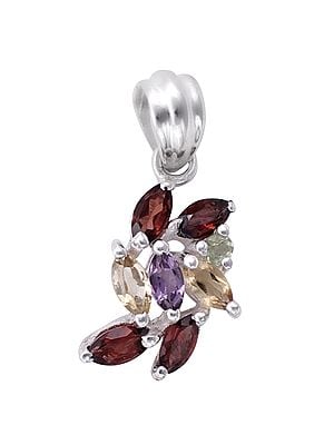 Superfine Sterling Silver Pendant with Multiple Gemstones