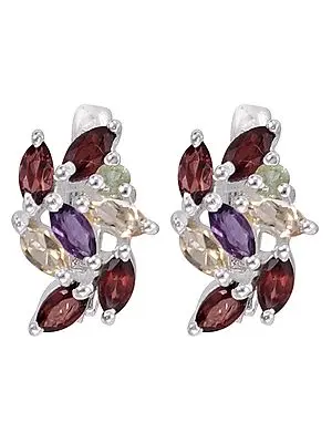 Superfine Sterling Silver Earring with Multiple Gemstone