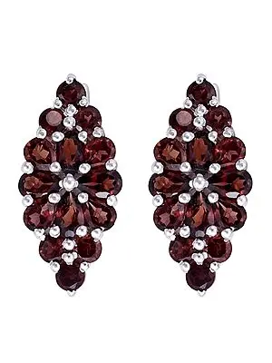 Superfine Sterling Silver Earring with Garnet Stone