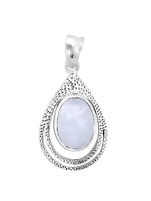 Stylish Sterling Silver Pendant with Rainbow Moonstone