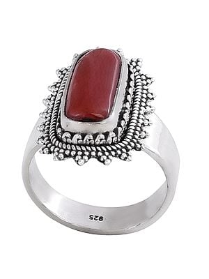 Designer Sterling Silver Coral Ring | Indian Jewelry