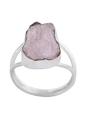 Stylish Sterling Silver Ring with Rugged Rose Quartz