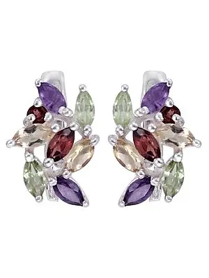 Superfine Sterling Silver Earring with Multiple Gemstones