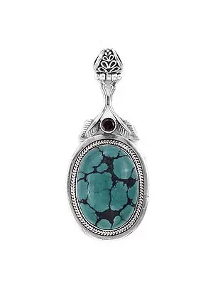 Sterling Silver Pendant with Turquoise and Garnet Stone