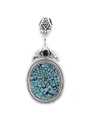 Designer Sterling Silver Pendant with Turquoise Stone