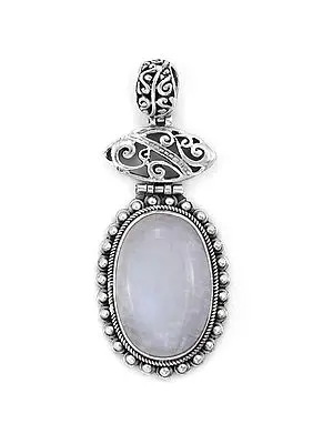 Sterling Silver Pendant with Rainbow Moonstone