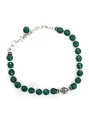 Sterling Silver Bracelet with Faceted Green Onyx