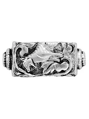 Sterling Silver Bead with Leaf Design