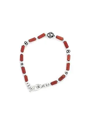 Sterling Silver Bracelet with Coral Stone