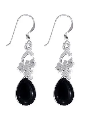 Designer Sterling Silver Earring with Black Onyx Stone