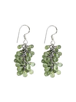 Sterling Silver Grapes Earring with Faceted Peridot Gemstone