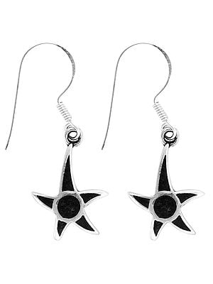 Star Design Sterling Silver Earring with Black Onyx