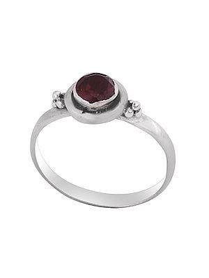 Sterling Silver Ring with Garnet Stone